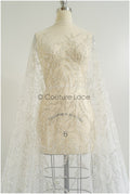 Schwere Perlen Brautspitze Silber/ Couture Spitzenstoff/ Perlenhochzeitsspitze mit Silberperlen// L22-445