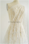 Perlen Braut Spitze Off-White/ Perlen Spitzenstoff/ Perlen Btrautspitze Stoff/ Couture Spitze// L22-446