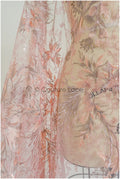 romantischer rosa-rosa Spitzenstoff mit floralem Muster/ floraler Couture Spitzenstoff/ lachsfarbener bestickter Spitzenstoff// L22-443