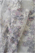 romantischer violett blauer Spitzenstoff mit floralem Muster/ floraler Couture Spitzenstoff/ lila bestickter Spitzenstoff// L22-440