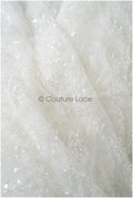 Perlen Braut Spitzenstoff Off-White/ Perlen Spitze Stoff/ Couture Spitzenstoff/ Brautspitze// L22-447