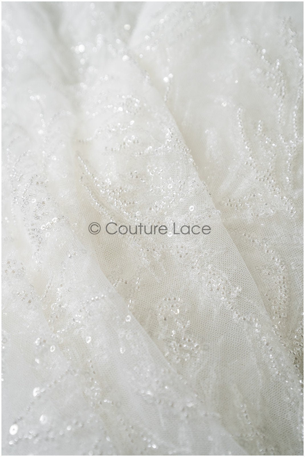Perlen Braut Spitzenstoff Off-White/ Perlen Spitze Stoff/ Couture Spitzenstoff/ Brautspitze// L22-447