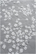 Floral pearl lace fabric off-white silver/ Bridal lace fabric with pearls &amp; sequins/ Bridal lace with flowers// L22-451
