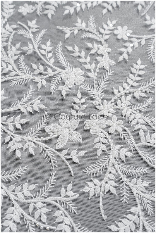 Perlen Spitze Stoff Off-White/ Perlen Brautkleid Spitze/ Couture Spitzenstoff/ Perlen Spitze// L22-453
