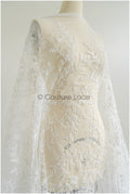 Perlen Spitze Stoff Off-White/ Perlen Brautkleid Spitze/ Couture Spitzenstoff/ Perlen Spitze// L22-453