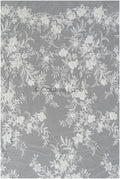 Wunderschöner 3D Blumen Spitzenstoff Off-White/ Braut Couture Spitzenstoff/ 3D Brautspitze mit Ästen & Blättern// L22-452