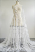 Perlen Spitzenstoff Off-White/ Couture Spitzenstoff mit Perlen & Pailletten/ Brautspitze mit Blumen// L22-454