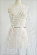 Pailletten Spitzenstoff mit Wellenmuster/ Couture Spitzenstoff Off-White/ Braut Spitzenstoff mit Pailletten// L22-455