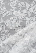 Floral lace fabric with pearls &amp; sequins/ Bridal lace off-white/ Bridal lace with pearl flowers// L22-457