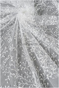 Floral lace fabric with sequins/ Couture lace fabric off-white/ delicate lace fabric with branches// L22-462