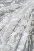Wunderschöner 3D Blumen Spitzenstoff/ Braut Couture Spitzenstoff mit Perlen/ Brautspitze mit Ästen & Blättern// L22-463