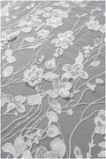 Wunderschöner 3D Blumen Spitzenstoff/ Braut Couture Spitzenstoff mit Perlen/ Brautspitze mit Ästen & Blättern// L22-463