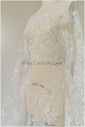 Romantischer Blumen Spitzenstoff Off-White/ Hochzeitskleid Spitzenstoff/ Braut Blumenspitze/ bestickter Spitzenstoff/ Spitzenschleier// L19-033