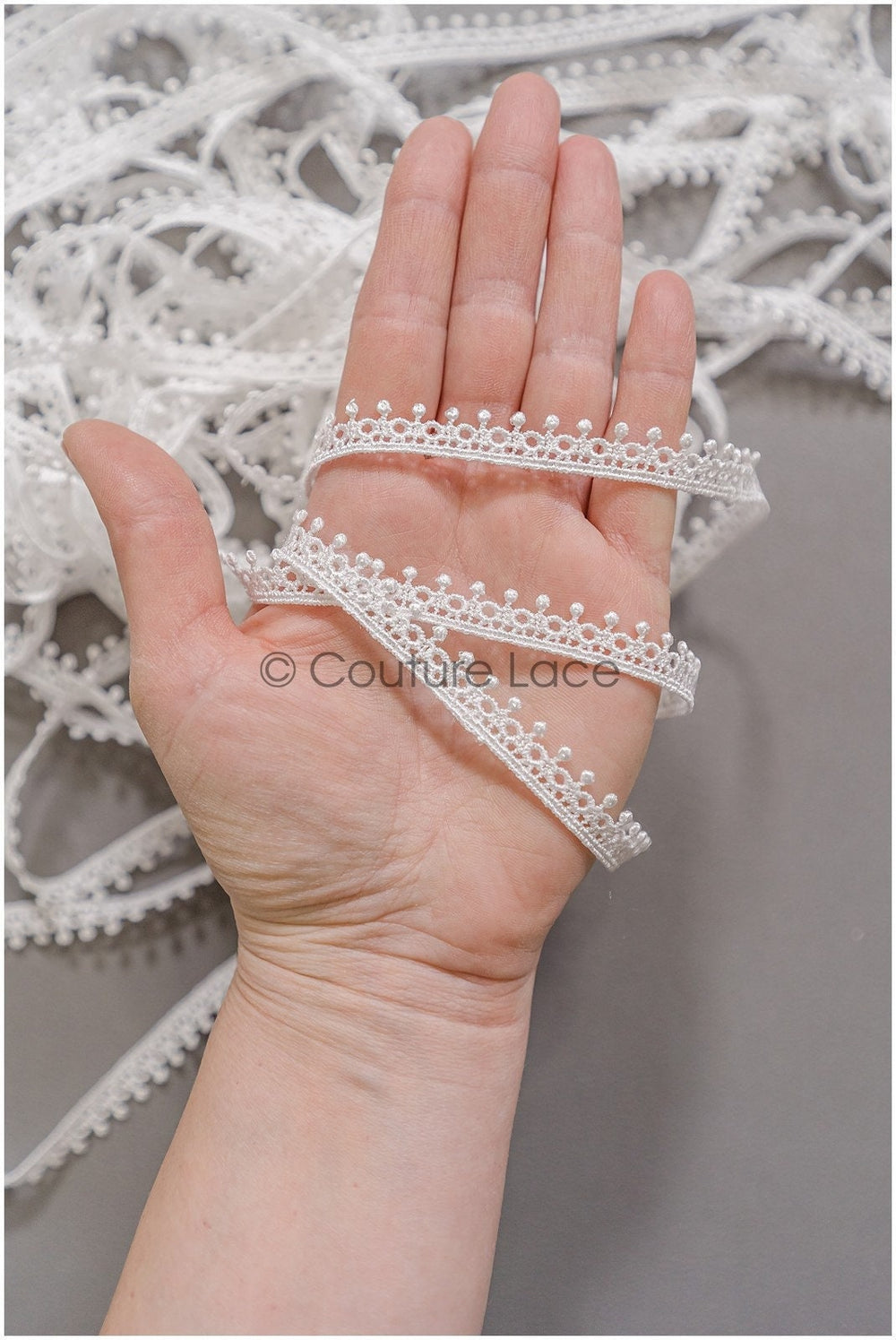 4yds Boho Crochet Lace Trim Off-White/ Crocheted Lace Trim/ Guipure Lace Trim/ Dot Lace Trim// T22-180