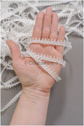 4yds Boho Crochet Lace Trim Off-White/ Crocheted Lace Trim/ Guipure Lace Trim/ Dot Lace Trim// T22-180