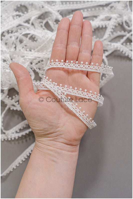 4yds Boho Crochet Lace Trim Off-White/ Crocheted Lace Trim/ Guipure Lace Trim/ Dot Lace Trim// T22-180