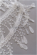 5yds Fringe Boho Lace Trim/ Off-White Crocheted Lace Trim/ Bridal Guipure Lace// T22-181