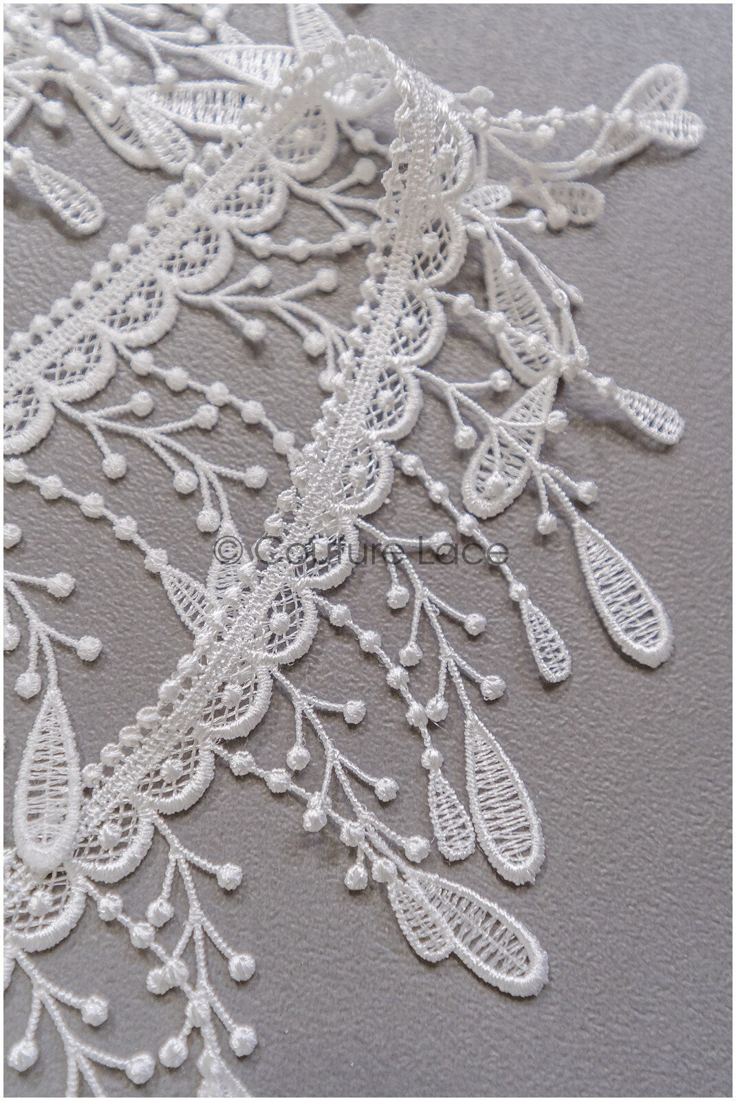 5yds Fringe Boho Lace Trim/ Off-White Crocheted Lace Trim/ Bridal Guipure Lace// T22-181