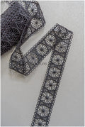 4yds Boho Crochet Lace Trim/ Black Lace Trim/ Bridal Guipure Lace Trim// T22-185