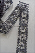 4yds Boho Crochet Lace Trim/ Black Lace Trim/ Bridal Guipure Lace Trim// T22-185