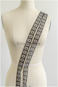 4yds Boho Crochet Lace Trim/ Black Lace Trim/ Bridal Guipure Lace Trim// T22-185