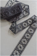 4yds Boho Crochet Lace Trim/ Black Lace Trim/ Bridal Guipure Lace Trim// T22-185