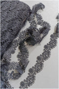 4yds Black Boho Crochet Lace Trim/ Geometric Lace Trim/ Bridal Guipure Lace Trim/ Dot Lace Trim// T22-186