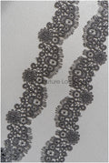 4yds Black Boho Crochet Lace Trim/ Geometric Lace Trim/ Bridal Guipure Lace Trim/ Dot Lace Trim// T22-186