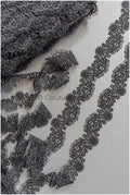4yds Black Boho Crochet Lace Trim/ Geometric Lace Trim/ Bridal Guipure Lace Trim/ Dot Lace Trim// T22-186