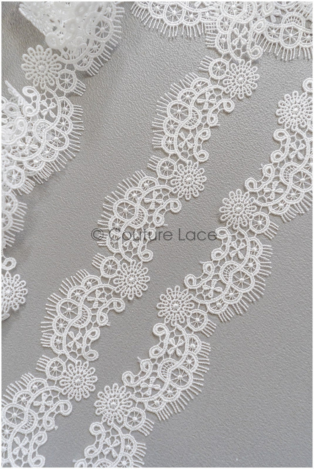 4yds Boho Lace Trim Off-White/ Lace Trim/ Bridal Guipure Lace Trim/ Fringe Lace Trim// T22-187