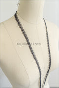 4yds Boho lace trim crocheted black/ bridal guipure lace trim/ wedding veil lace trim// T22-188