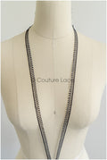 4yds Boho Crochet Lace Trim Black/ geometric lace trim/ bridal guipure lace/ black lace// T22-191