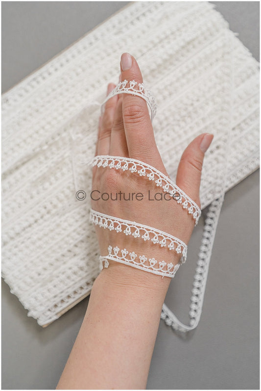 4yds Boho Lace Trim Off-White/ Geometric Lace Trim/ Bridal Guipure Lace Trim// T22-193