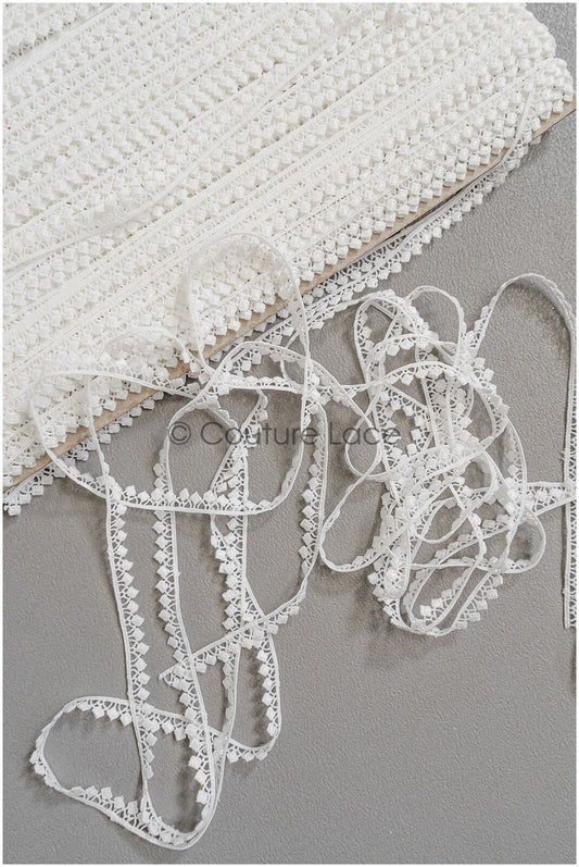 4yds Boho Lace Trim Off-White/ Bridal Lace Trim/ Guipure Lace Trim/ Dot Lace Trim// T22-194