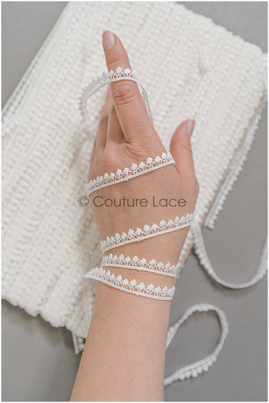 4yds Boho Lace Trim Off-White/ Bridal Lace Trim/ Guipure Lace Trim/ Dot Lace Trim// T22-194