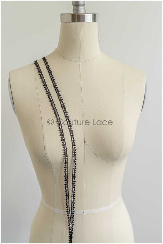 4yds boho lace trim/ black lace trim/ bridal guipure lace trim/ lace trimming// T22-195