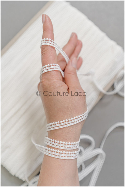 4yds Boho Lace Trim Off-White/ Crocheted Lace Trim/ Bridal Guipure Lace/ Dot Lace Trim// T22-196