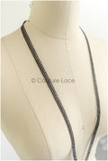 4yds Black Boho Crochet Lace Trim/ Lace Trim/ Bridal Guipure Lace Trim/ Black Lace // T22-197