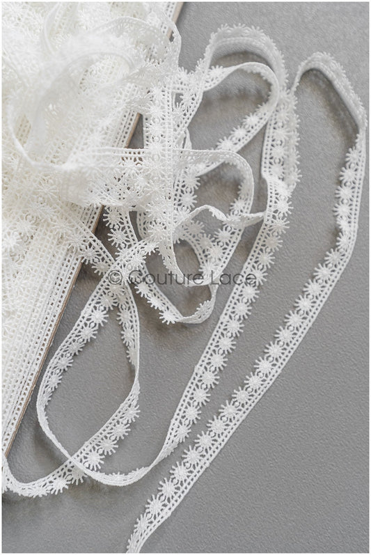 4yds Boho Crochet Lace Trim/ Off-White Lace Trim/ Bridal Guipure Lace Trim/ Snowflake Lace// T22-198