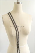 4yds Boho Crochet Lace Trim/ Black Lace Trim/ Bridal Guipure Lace Trim/ Black Lace// T22-199