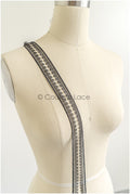 4yds Boho Lace Trim Black/ geometric lace trim / Guipure lace trim/ evening dress lace // T22-201
