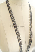 4yds Boho Lace Trim Black/ geometric lace trim / Guipure lace trim/ evening dress lace // T22-201