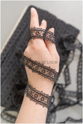 4yds Boho Lace Trim Black/ crocheted lace trim/ bridal guipure lace trim/ lace veil// T22-203