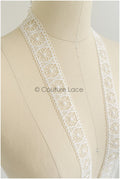 4yds Off-White Boho Lace Trim/ Crocheted Lace Trim/ Bridal Lace Trim/ Veil Lace Trim/ T22-204