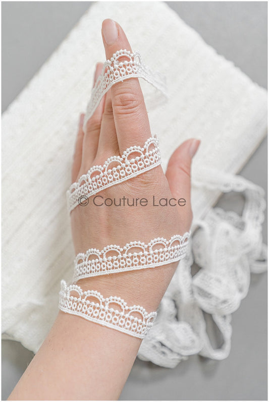 4yds Boho Lace Trim Off-White/ Lace Trim for Wedding Dresses/ Guipure Lace/ Dot Lace// T22-207