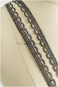 4yds Boho Lace Trim Black/ Crocheted Lace Trim/ Bridal Guipure Lace Trim// T22-208