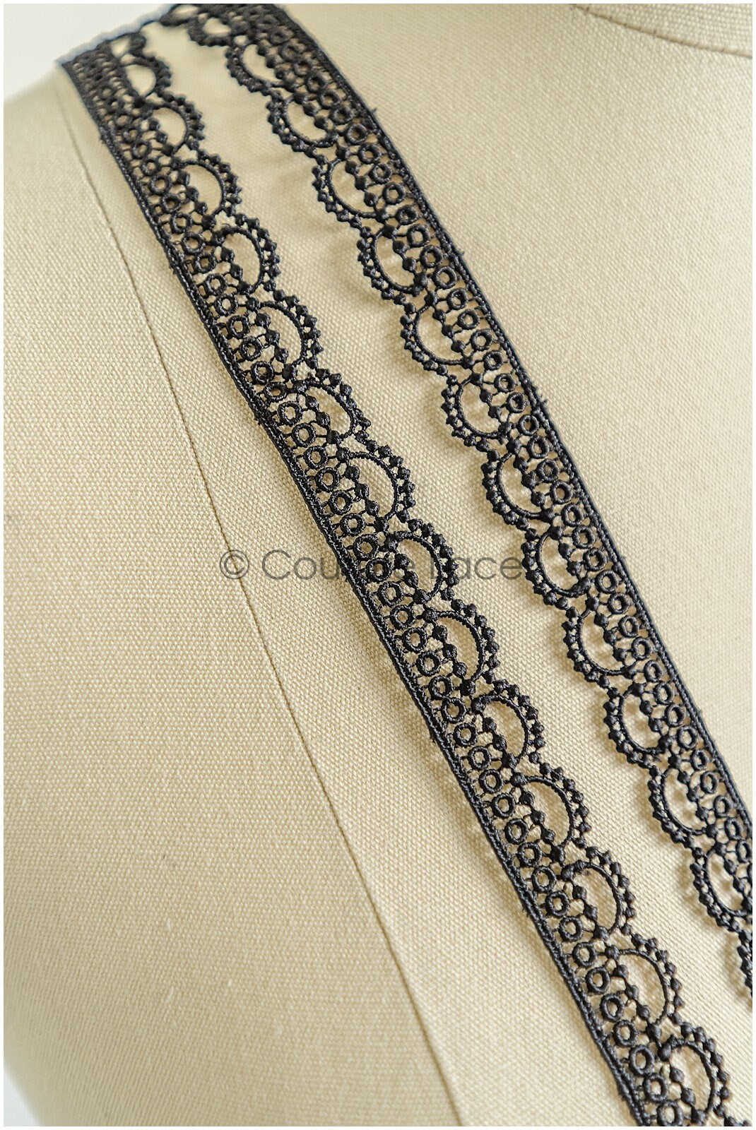 4yds Boho Lace Trim Black/ Crocheted Lace Trim/ Bridal Guipure Lace Trim// T22-208