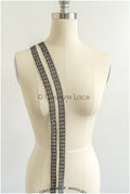 4yds Black Boho Lace Trim/ Lace Trim/ Bridal Guipure Lace Trim// T22-210