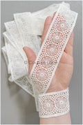 4yds Boho Lace Trim Off-White/ Bridal Lace Trim/ Crocheted Lace/ Lace Trim/ Dreamcatcher Lace Trim// T22-211
