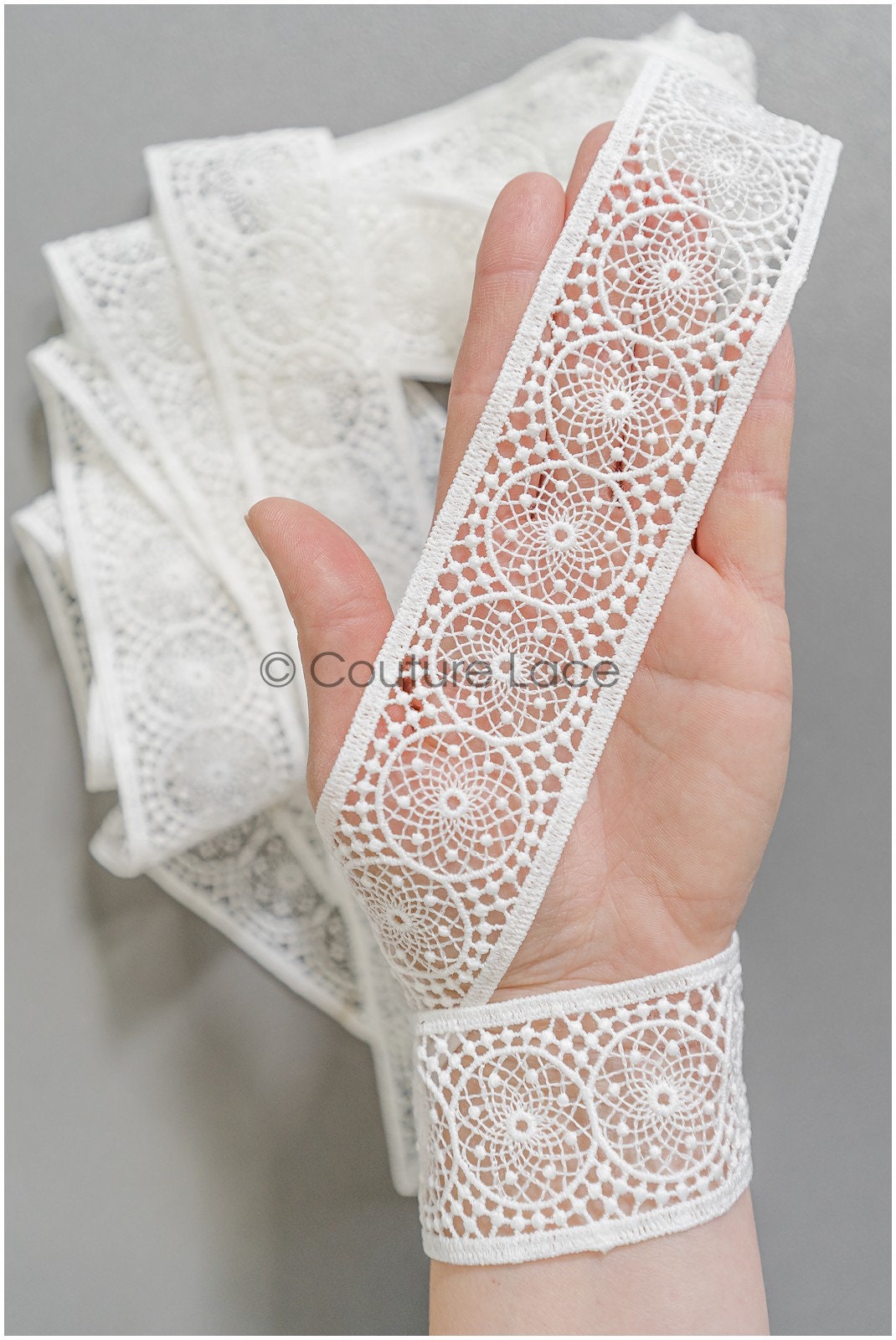 4yds Boho Lace Trim Off-White/ Bridal Lace Trim/ Crocheted Lace/ Lace Trim/ Dreamcatcher Lace Trim// T22-211
